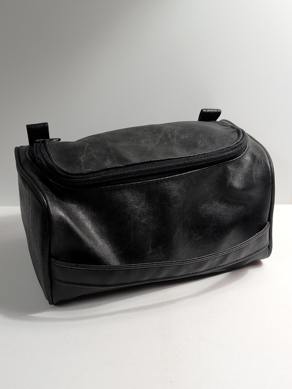 Black Faux Leather Toiletry Dopp Kit